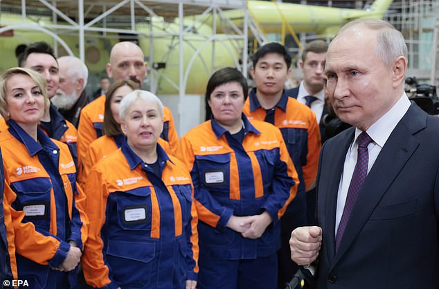 Putin on Tuesday visited the Ulan-Ude Aviation Plant in Buryatia, Russia, where he reaffirmed his view that Russia's very existence as a state was at stake in the war
