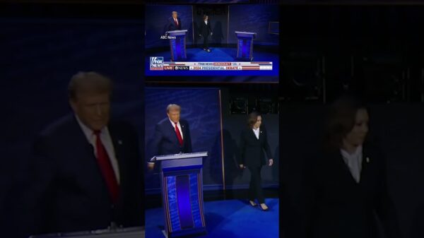 Watch the moment Trump and Harris shake hands to begin the ABC News Presidential Debate