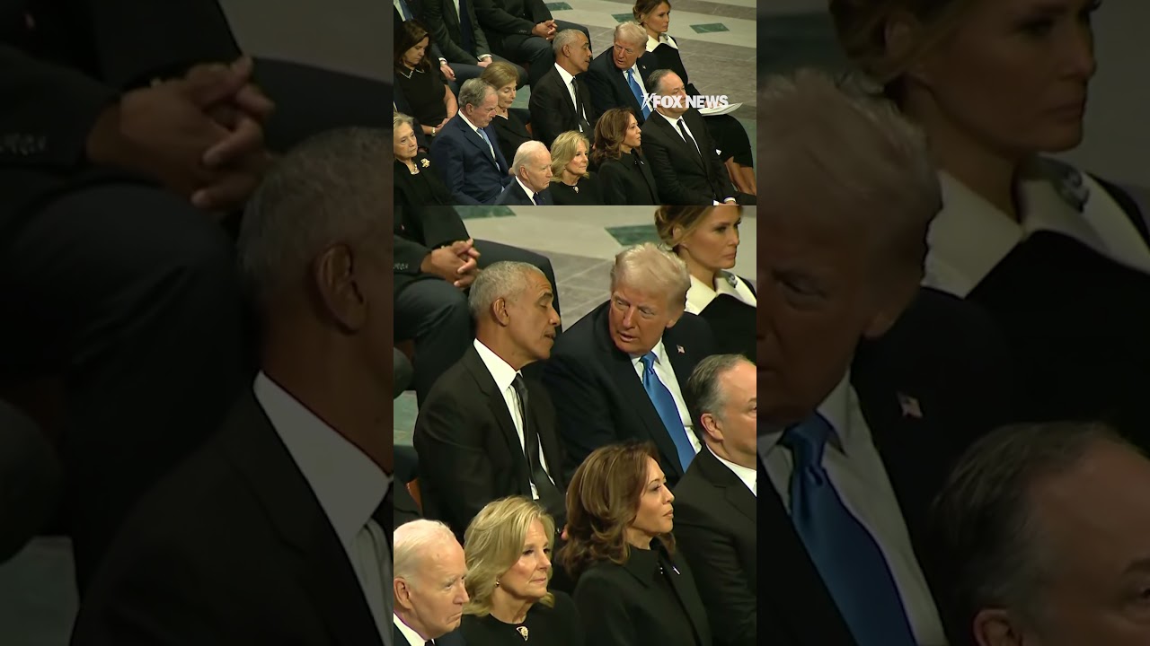 Trump and Obama are seen talking before Jimmy Carter’s funeral